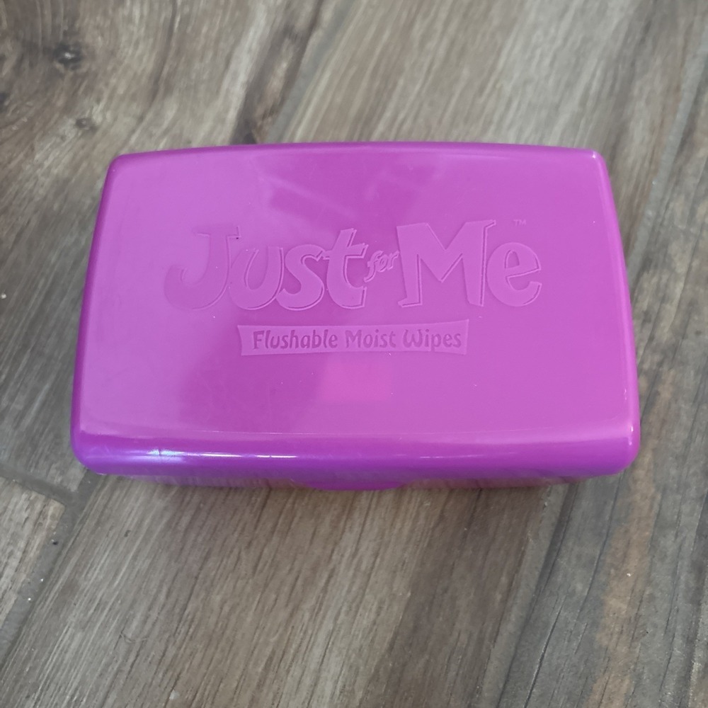 Vintage Pull Ups Just For Kids DRY Flushable Moist Wipes Container purple